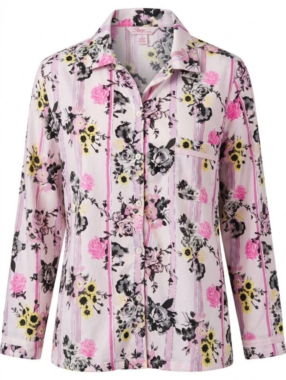 Victoria's Secret Floral Long Sleeve Button-Up Shirt Sleepwear Womens Large PJ